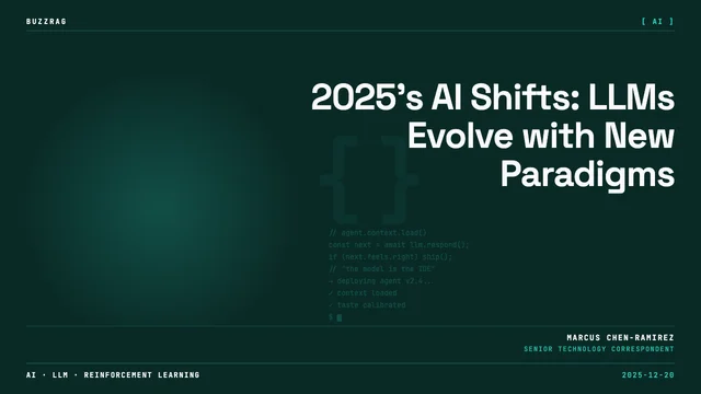 Man in black shirt against dark background with yellow and white text describing AI paradigm shifts