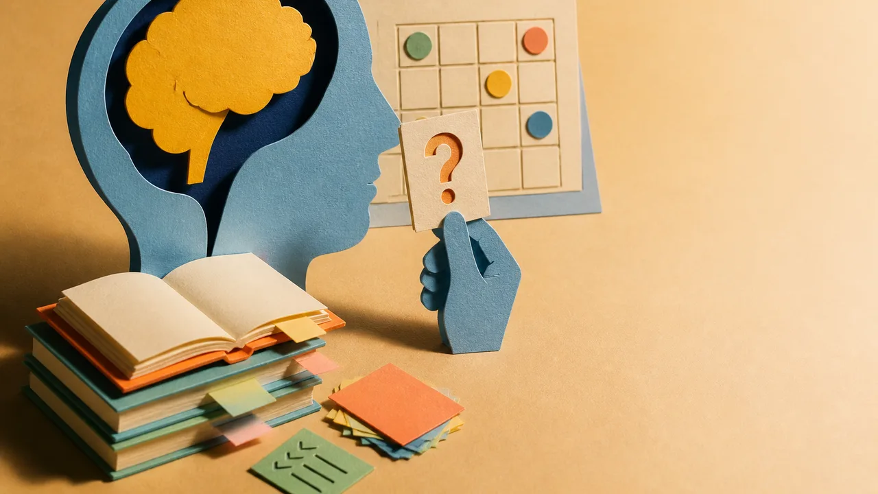 A brain surrounded by mathematical and scientific equations, formulas, and diagrams illustrating concepts for memorization…