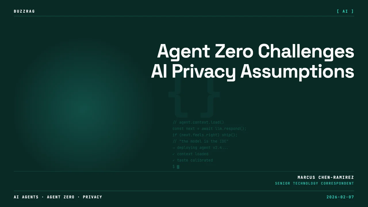 Neon glowing robot with dual camera eyes and mechanical body against a starry background with "AGENT ZERO" text