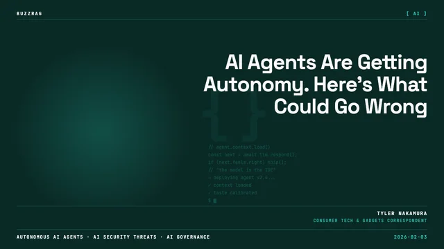 Two men discussing AI safety in front of neon-lit screens with "think series" branding and text overlay reading "Govern and…