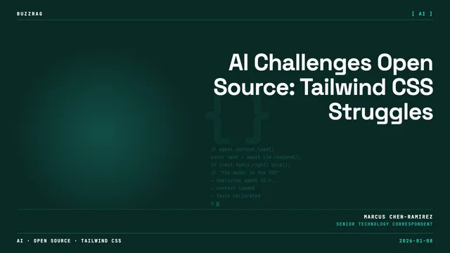 Two blue curved shapes with red arrows pointing upward against dark background with "KILLED BY AI?" text at top