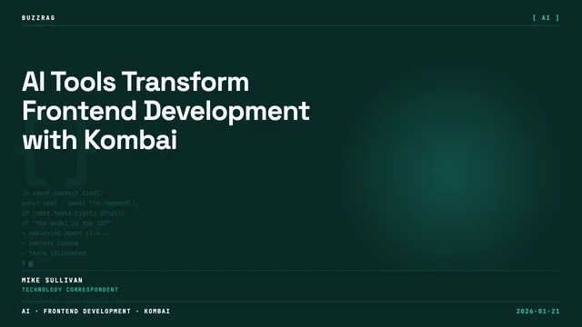 Man with styled hair next to logos for an orange starburst design and dog icon, with "SMARTER UI BUILDING" text at top