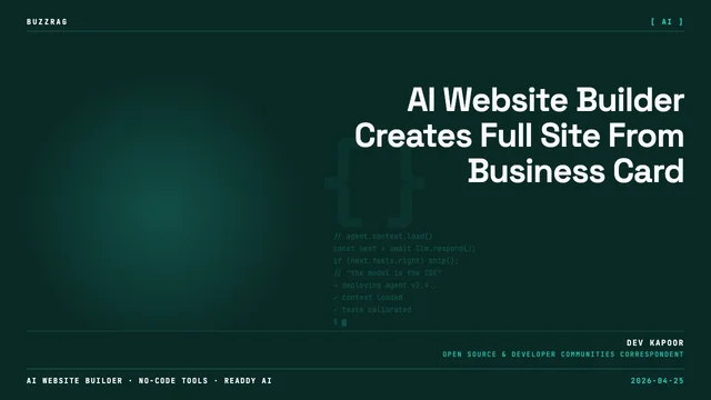 Gary Sims wearing a black cap and shirt gestures expressively while discussing AI website building technology against a…