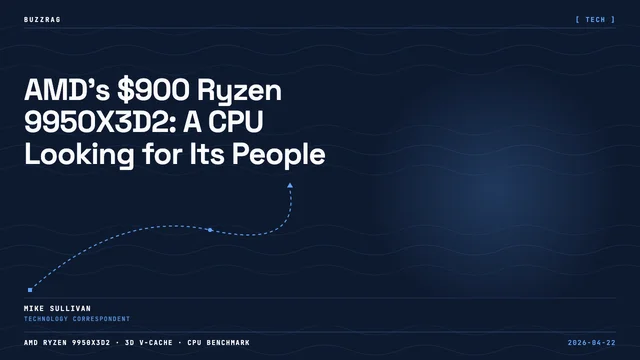 Man in glasses with confused expression beside glowing AMD Ryzen 9 processor box against red background with "WHO IS THIS…