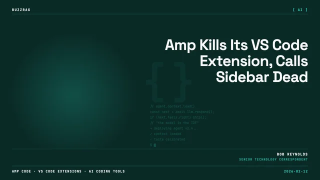 Large red text "RIP AMP" with "HERE'S ALTERNATIVE!" overlaid on a code editor screenshot, with a green callout box asking…