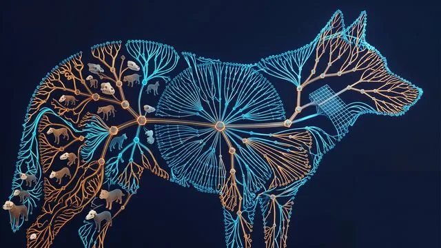 Two dogs standing upright on hind legs against a light background with "DOGS ARE WEIRD" text and SciShow logo in green.