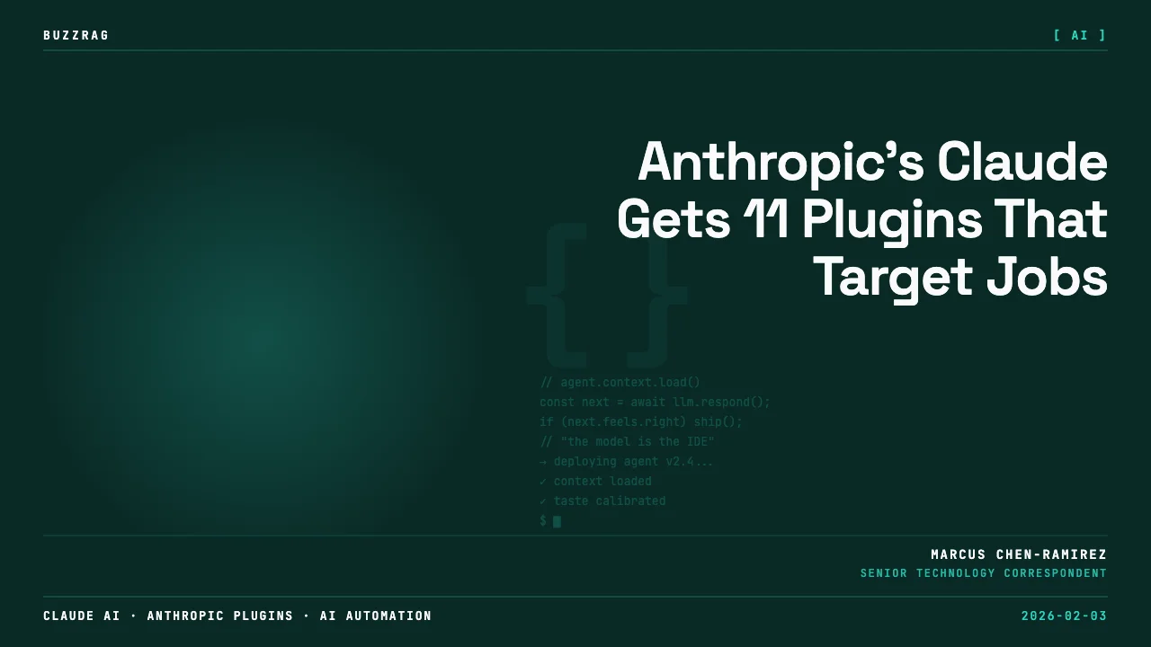 Professional man in business attire smiling against orange background with "PLUGIN SUPERPOWERS" text and AI tool icons…