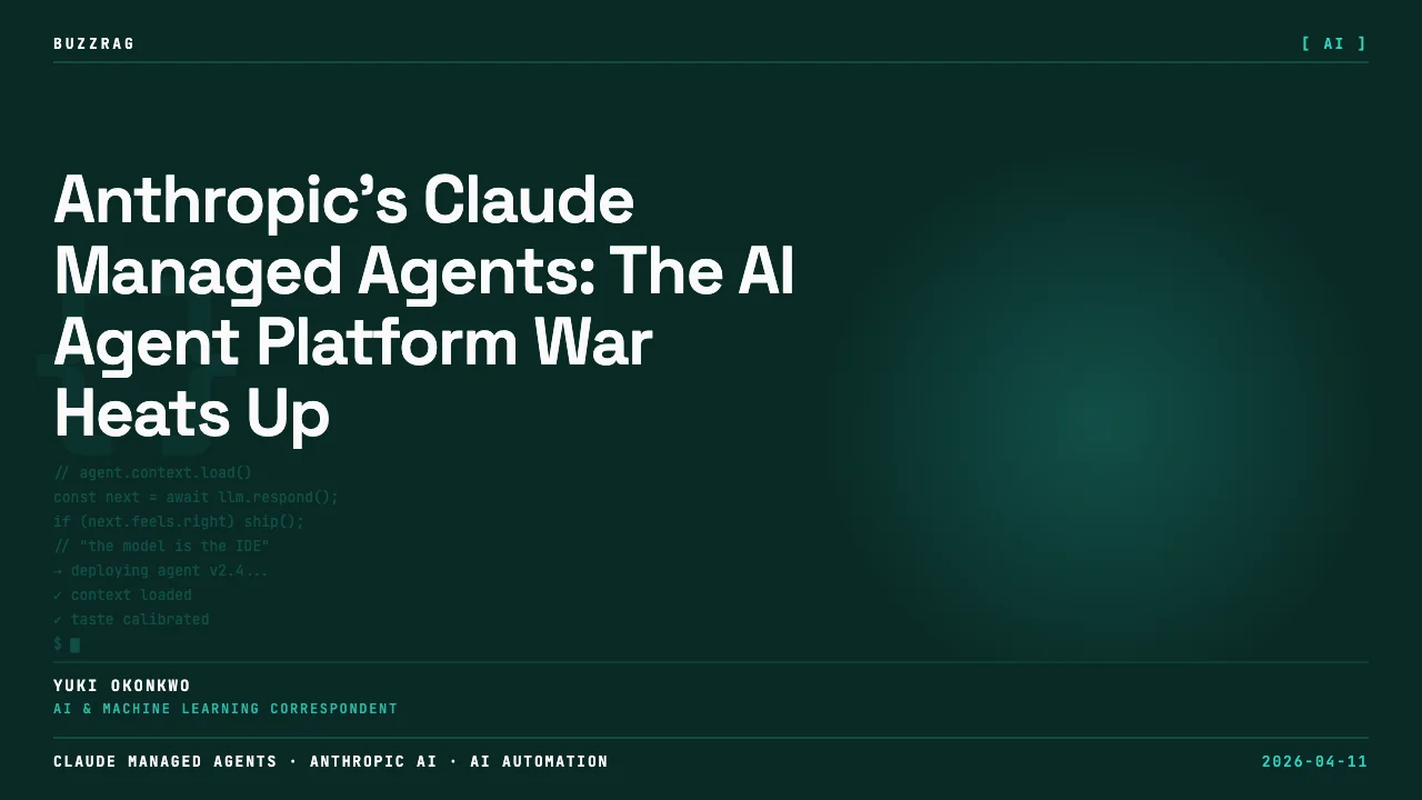 Bold orange and black thumbnail with pixelated agent characters, a sun icon, and large text reading "CLAUDE MANAGED AGENTS"…
