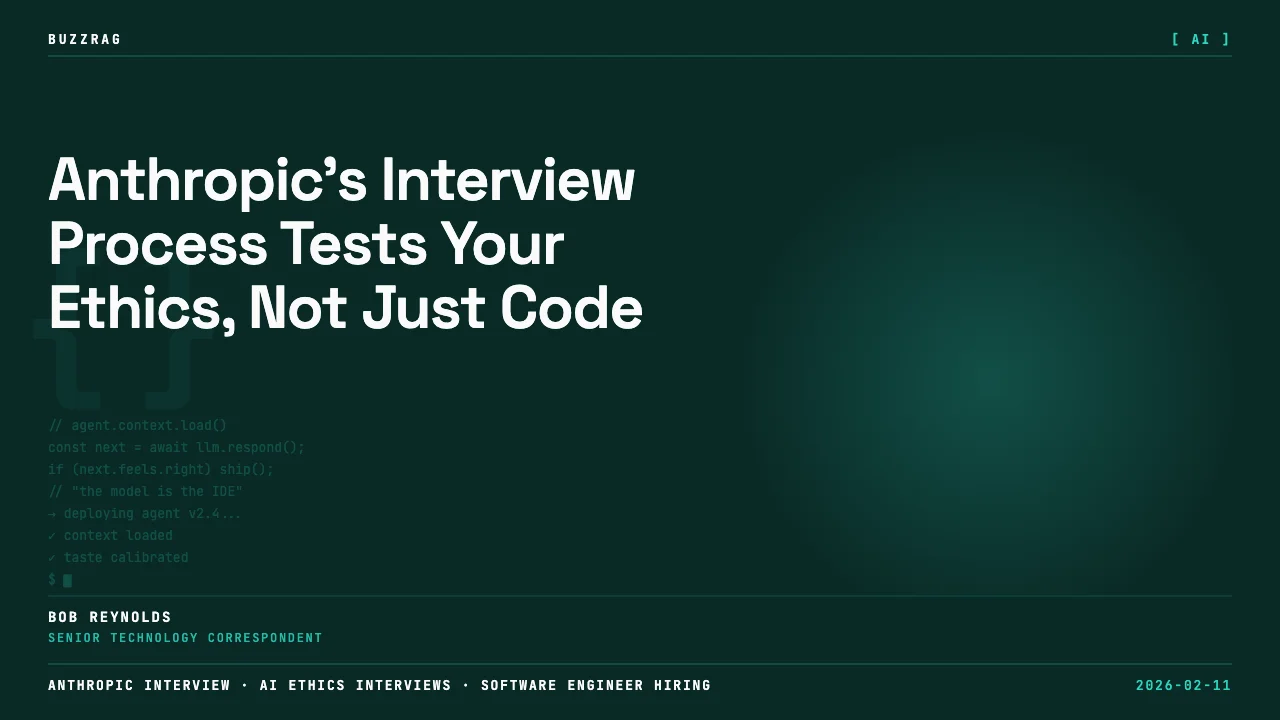 Man with long dark hair speaking against purple gradient background with "Anthropic Infrastructure Interview" text and AI…