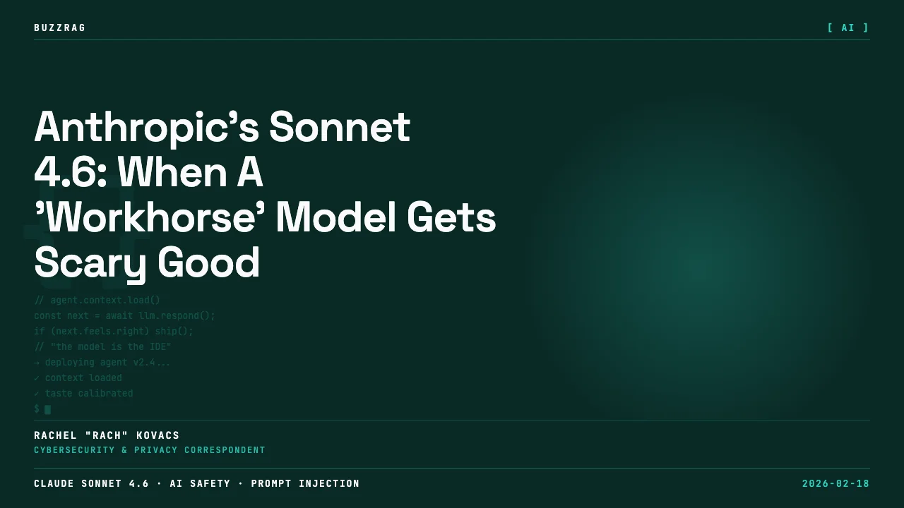 Man with surprised expression against textured background with "SONNET 4.6 IS HERE!" in red and white text