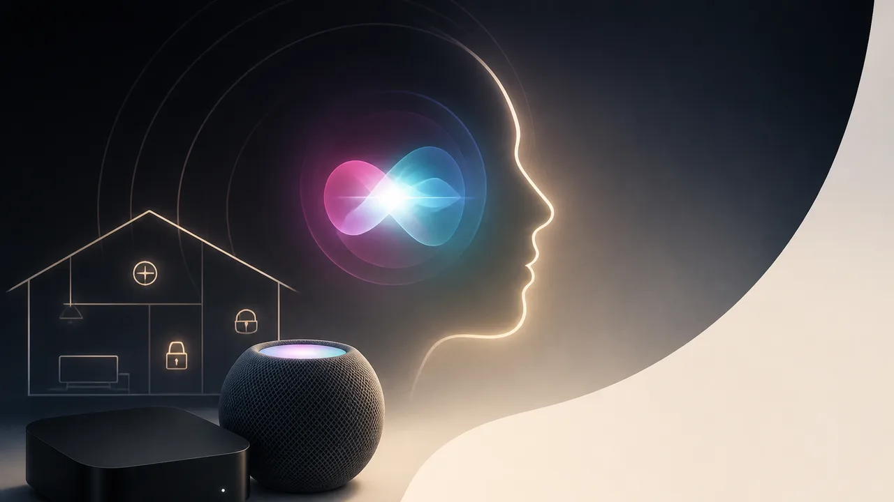 A sleek Apple TV box and Siri Remote sit below large glowing text reading "Long Overdue" against a warm gradient background…