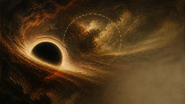 A spacetime grid warps around a black hole with an arrow pointing to its curved surface, labeled "NOT AN EVENT HORIZON?"…