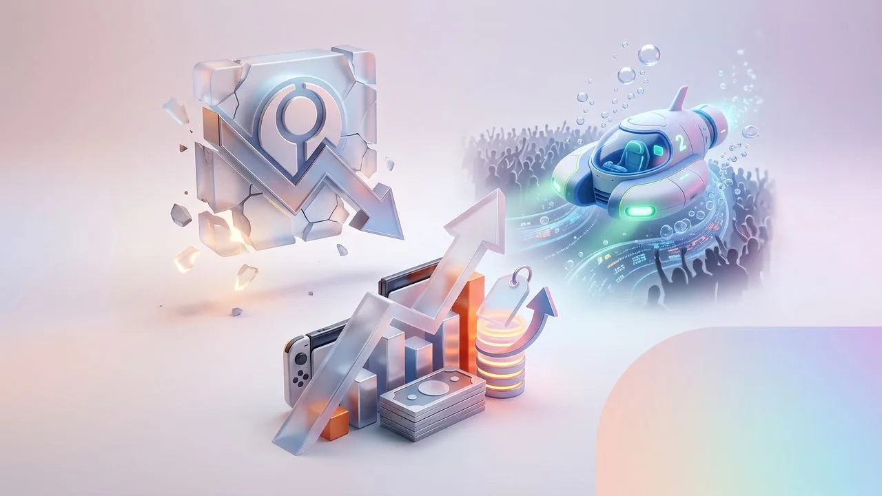A Nintendo Switch 2 console displayed alongside futuristic character artwork and the text "THIS WEEK IN VIDEO GAMES" on an…