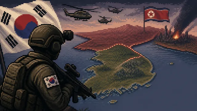 Armed soldiers in tactical gear against a dark background with red and blue accent graphics and BBC News branding visible