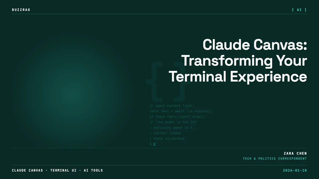 Bold orange and white "CLAUDE CANVAS" text overlays a dark code editor interface and profile setup panel against an orange…