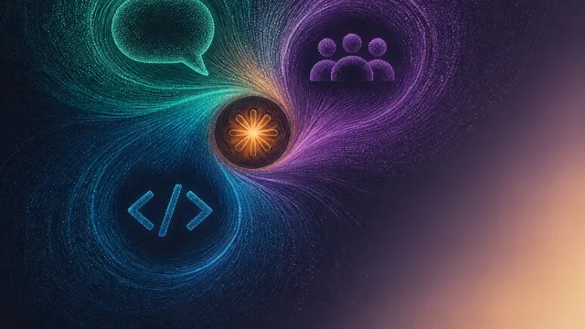 Bearded man comparing three AI tools with neon icons: chat bubble, people group, and code brackets, with "Know The…