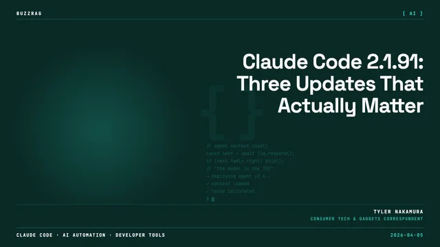 Glowing orange pixelated text reading "CLAUDE 2.1.91" with "100x UPDATE" banner on dark binary code background, featuring…