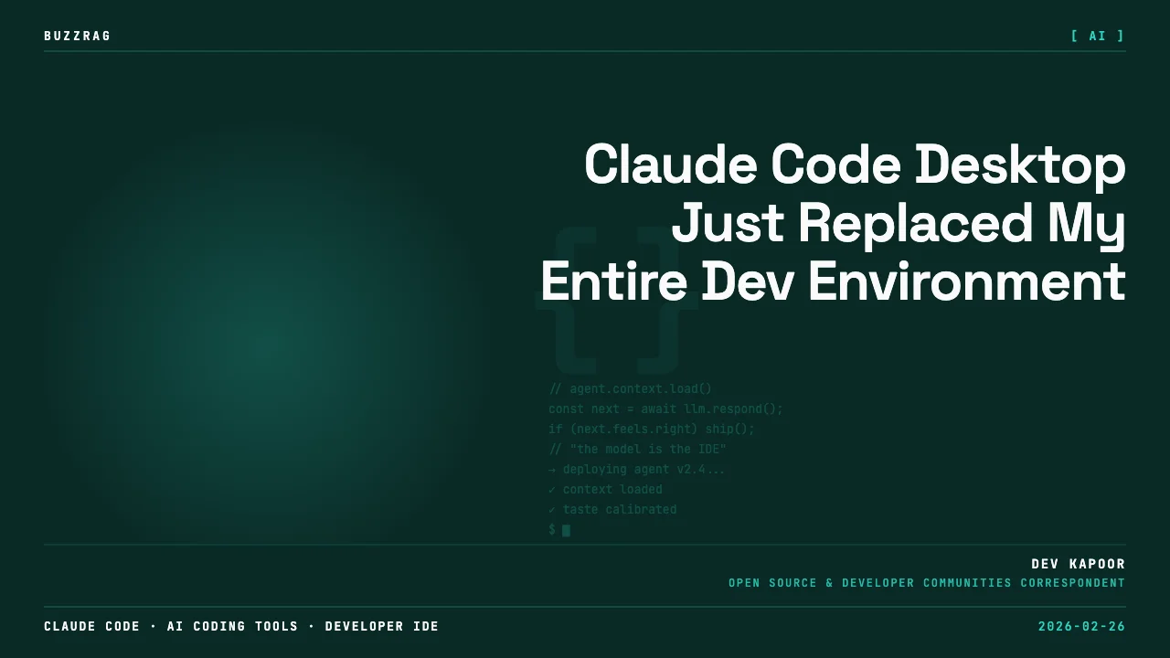 Man with surprised expression next to a code editor interface displaying a small red character with text "Find a small todo…