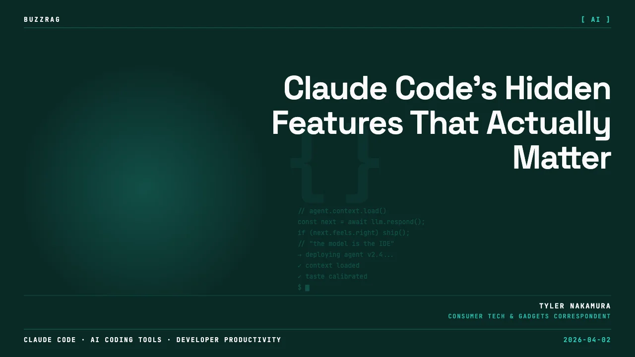 Bold orange and white text announcing Claude Code Hidden Mode against a dark dotted background with a toggle switch and…
