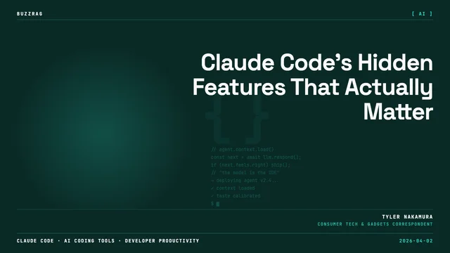 Bold orange and white text announcing Claude Code Hidden Mode against a dark dotted background with a toggle switch and…