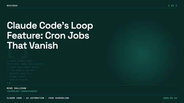 Pixelated orange brick-style text reading "CLAUDE CODE LOOPS" stacked in three lines against a black background with…