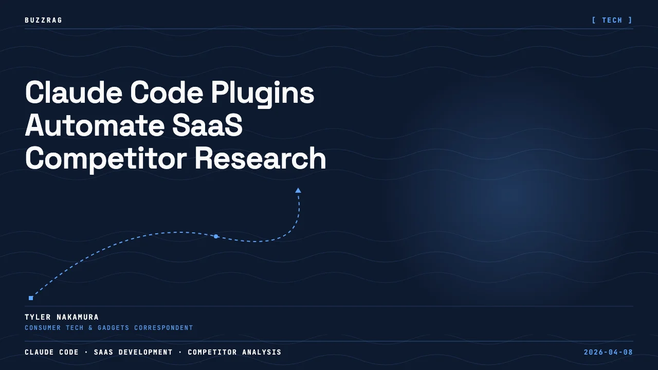 Large pixelated "CLAUDE CODE" text with "Plugins For Builders" banner alongside a smartphone displaying a colorful app…