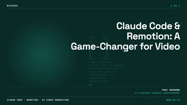 A tweet announcement about Claude Code's new video generation feature is displayed alongside a video player interface with…