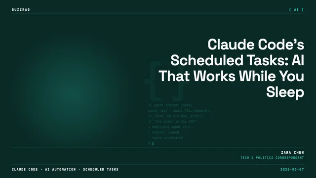 Smiling person next to "Game Over" screen displaying a task scheduling interface with loading icons