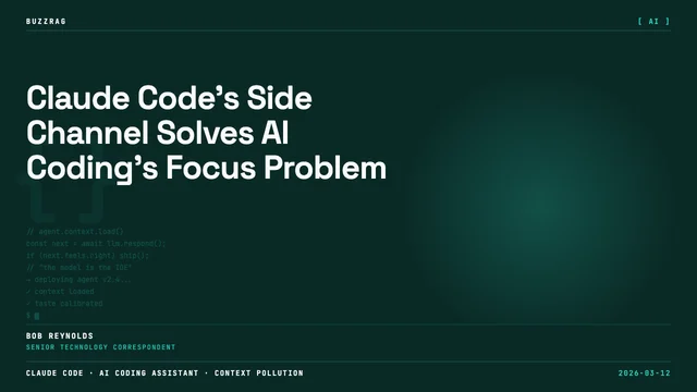 Developer wearing orange hat looking at Claude Code editor windows with retry logic explanation and "How I Ask Now" banner