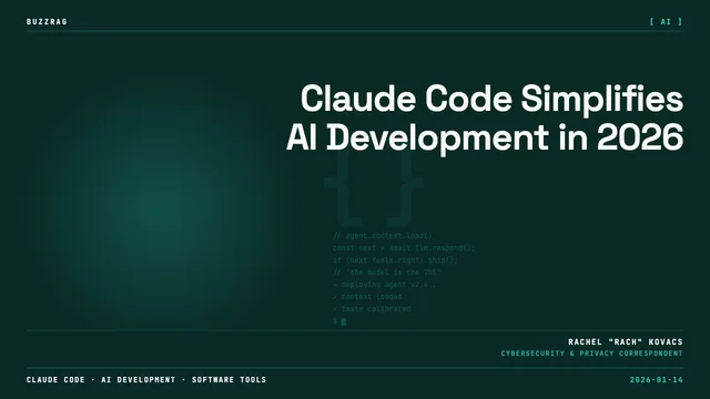 Man with beard wearing brown jacket next to Claude Code logo with text "SKIP THE FRAMEWORKS" on dark background