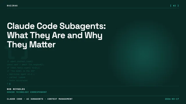 Retro brick-style typography displaying "CLAUDE CODE" and "Subagents" with a 2026 date badge on a black background