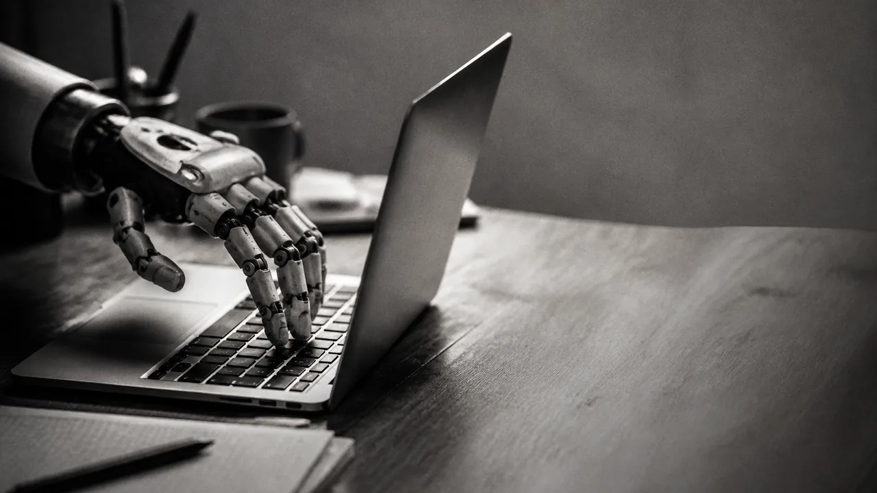 Orange robot pushes a vertical slider downward beneath bold Turn It Down text