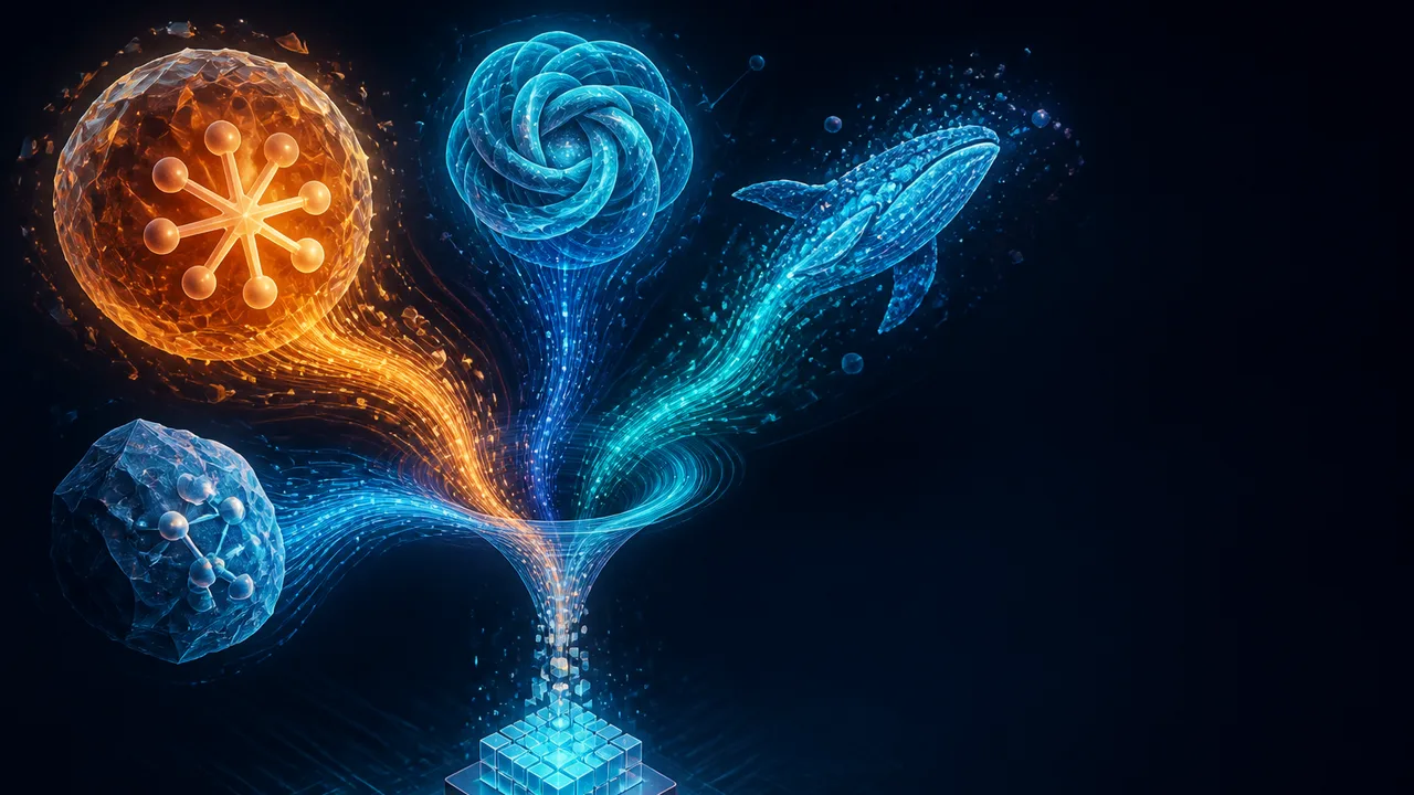 Anthropic logo with "Introducing Opus 4.8 Leak" text over an orange and black digital wave design with dotted pattern…