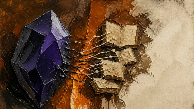 I'M SCARED" text with glowing orange mechanical star and purple neon abstract shape on black background