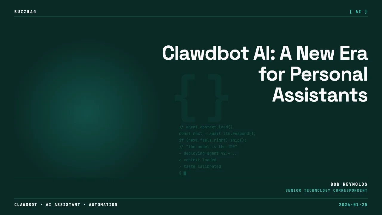 Red spherical robot with claw-like appendages floating in a starry cosmic background with "Clawdbot" text and "24/7 AI…