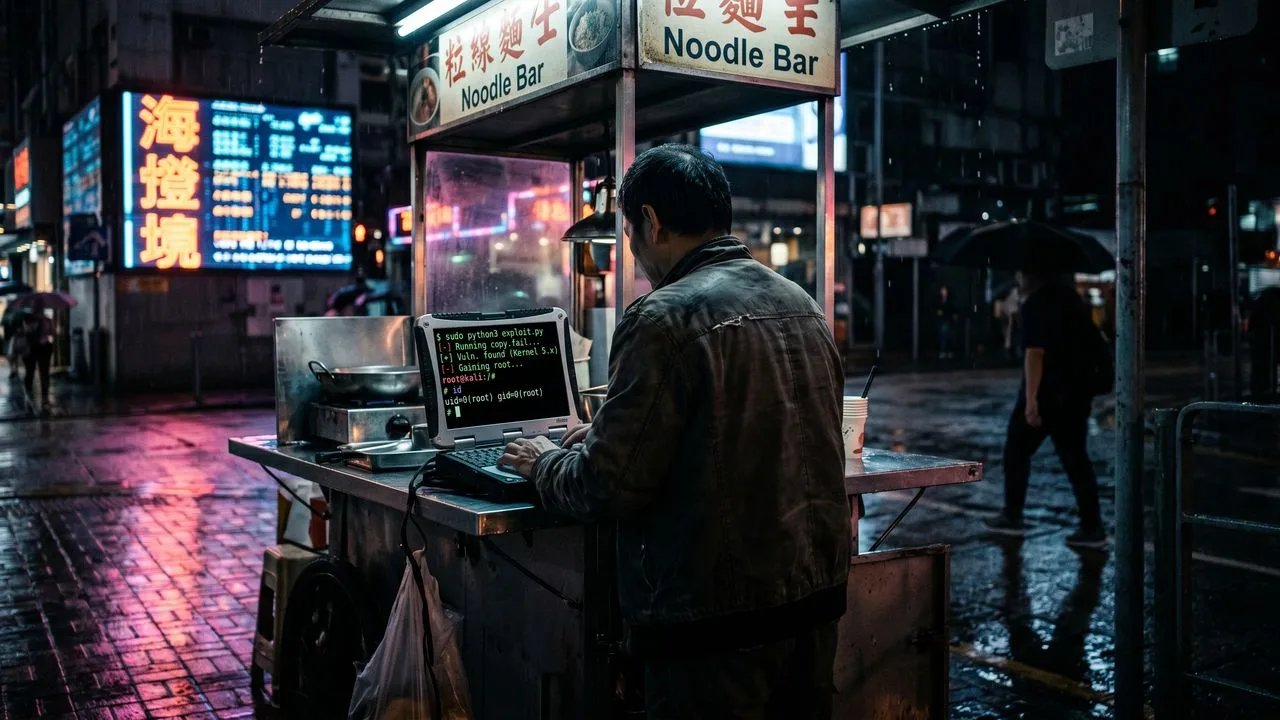A concerned man with glasses holds his hands to his face beside logos of 20+ Linux distributions with "HACKED" in red text…