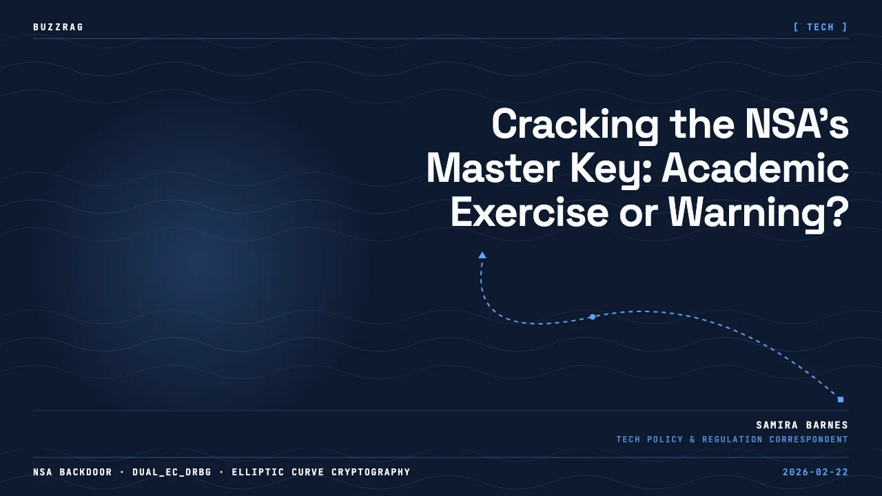 A stylized key with the NSA seal overlaid on it against a digital mesh background, with bold text reading "CRACKING THE NSA…