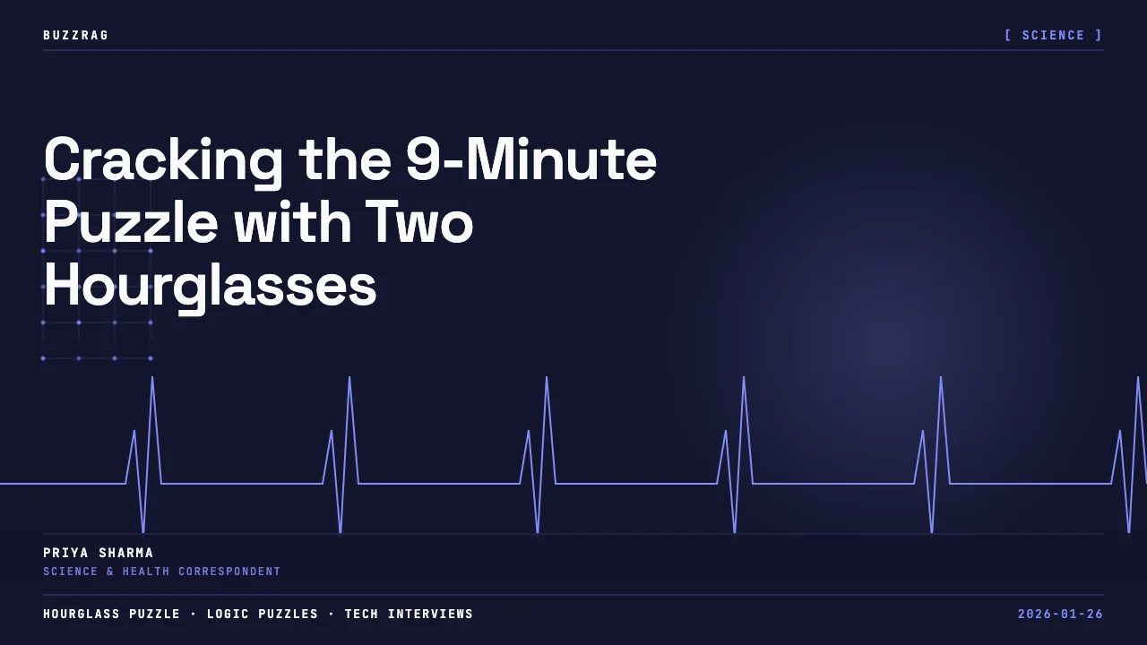 Two hourglasses measuring 4 and 7 minutes with yellow sand, illustrating a timing puzzle to measure exactly 9 minutes.