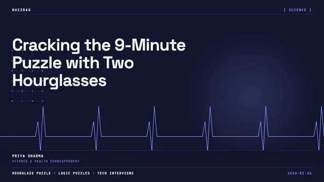 Two hourglasses measuring 4 and 7 minutes with yellow sand, illustrating a timing puzzle to measure exactly 9 minutes.