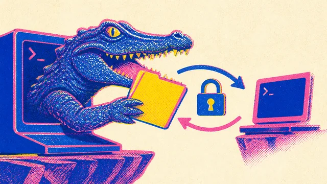 Yellow "BEST FILE TRANSFER TOOL" header with arrow pointing to black Crocs shoe on cream background