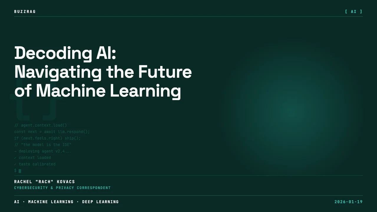 Woman presenting AI concepts with diagrams and text overlays in the "think series" about key artificial intelligence topics