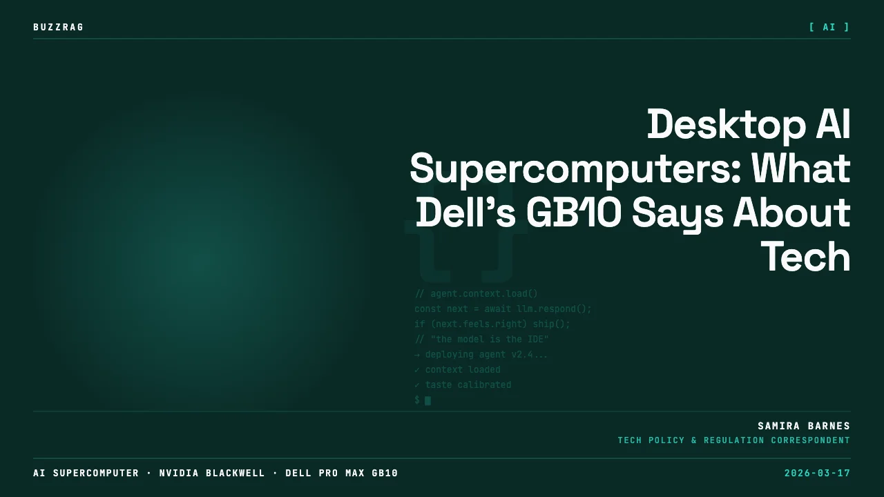 A person in headphones points at a Dell server surrounded by tech logos (NVIDIA, Hugging Face, Together AI) against…