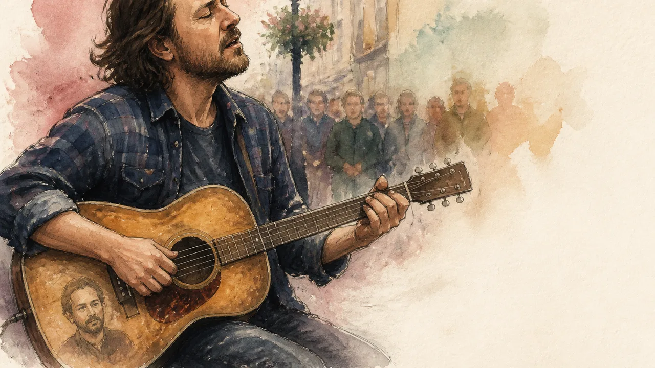 Eddie Vedder Busks on Grafton Street for Glen Hansard