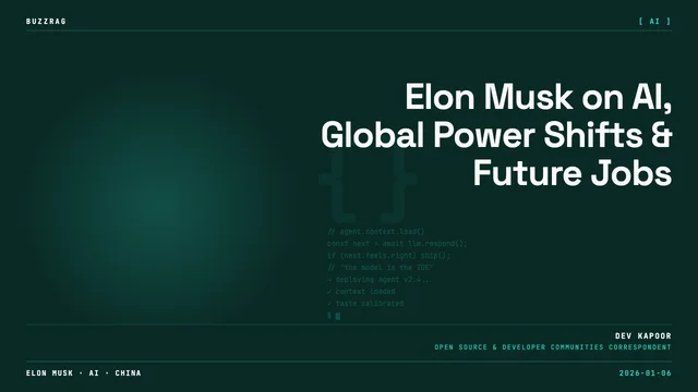 Yellow banner reads "The Singularity Is Here" above headshots of three men identified as Peter Diamandis, Elon Musk, and…