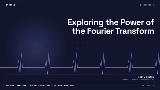 3D visualization showing time-domain waveforms on the left transforming into frequency-domain sinusoidal components on the…