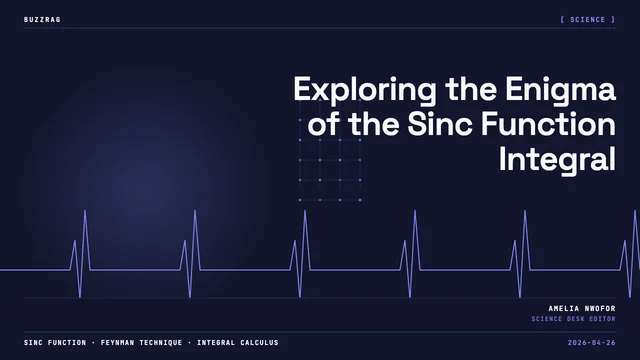 Mathematical integral equation displayed with white text on dark background, showing a definite integral of sin(x)/x from 0…