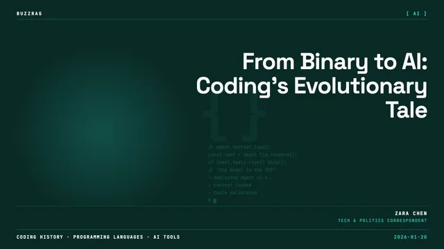 Evolution from apes to modern programmer shown alongside programming language logos (USP, C, Paintbrush, Python,…