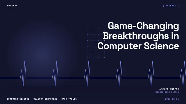 A colorful 3D illustration of a laptop displaying code with "The Year in Computer Science" text overlay, surrounded by…