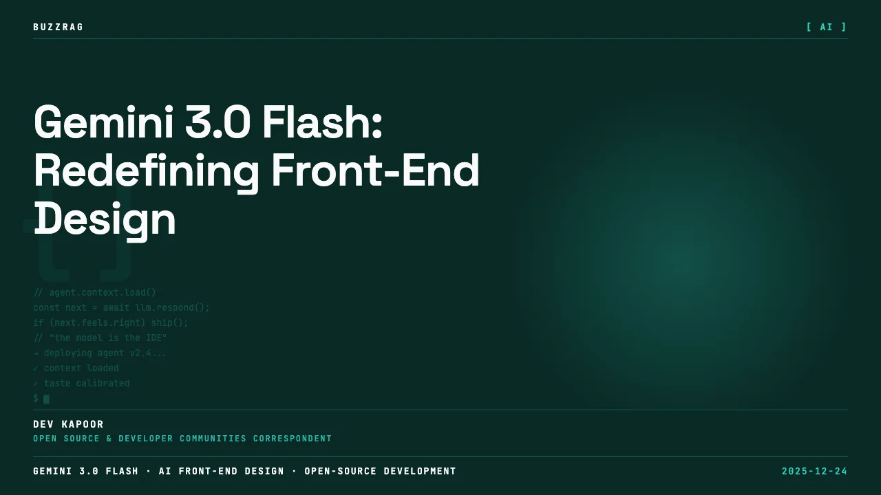 Bold yellow text reading "FLASH DESIGNER!" with Google and lightning bolt logos overlaid on a code editor interface showing…