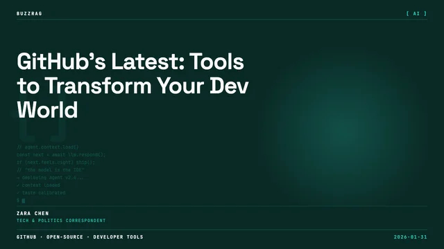 Developer wearing headset at dual monitors displaying code and analytics dashboards with "31 Trending Open Source Projects"…